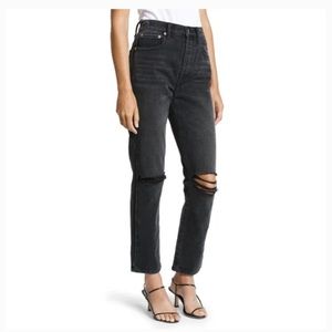 Sz 31 Pistola Keaton High Waist Straight Leg Slim Jeans Washed Black Size 31”